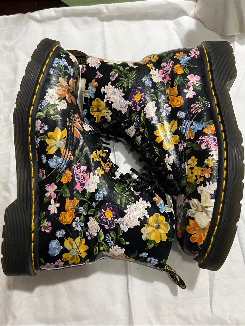 Dr. Martens Black Floral Lace-Up Boot, 9 - Picture 3 of 11